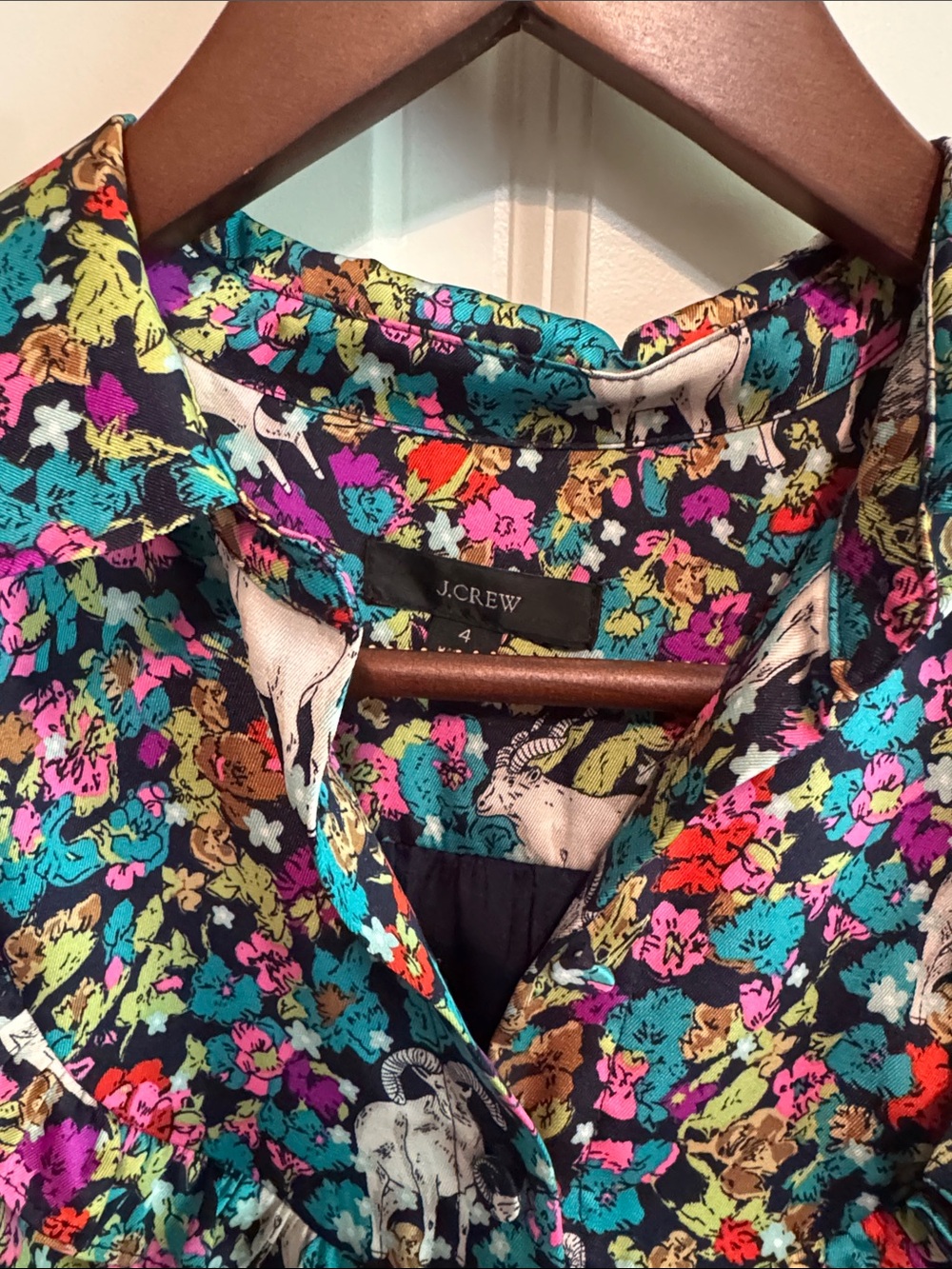 J. Crew Multicolor Floral Satin Pleated Midi Goat Dress - Picture 3 of 4